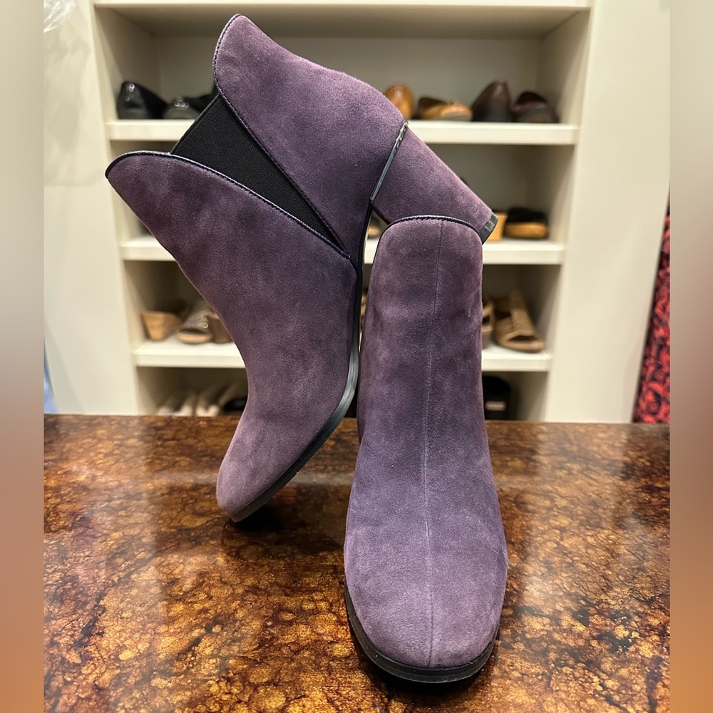 SOLD- White House Black Market Purple Suede Ankle Boots - Size 7